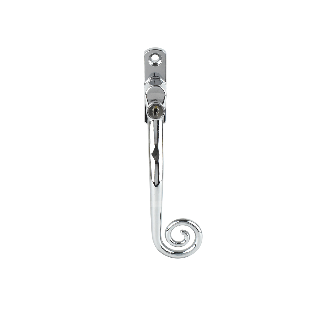 Cornish Heritage Monkey Tail Espag Window Handle - Polished Chrome (Right-Hand)